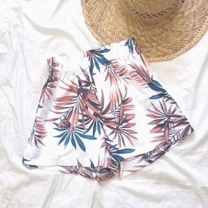 Waist Belted Tropical Print Summer Shorts Sz S